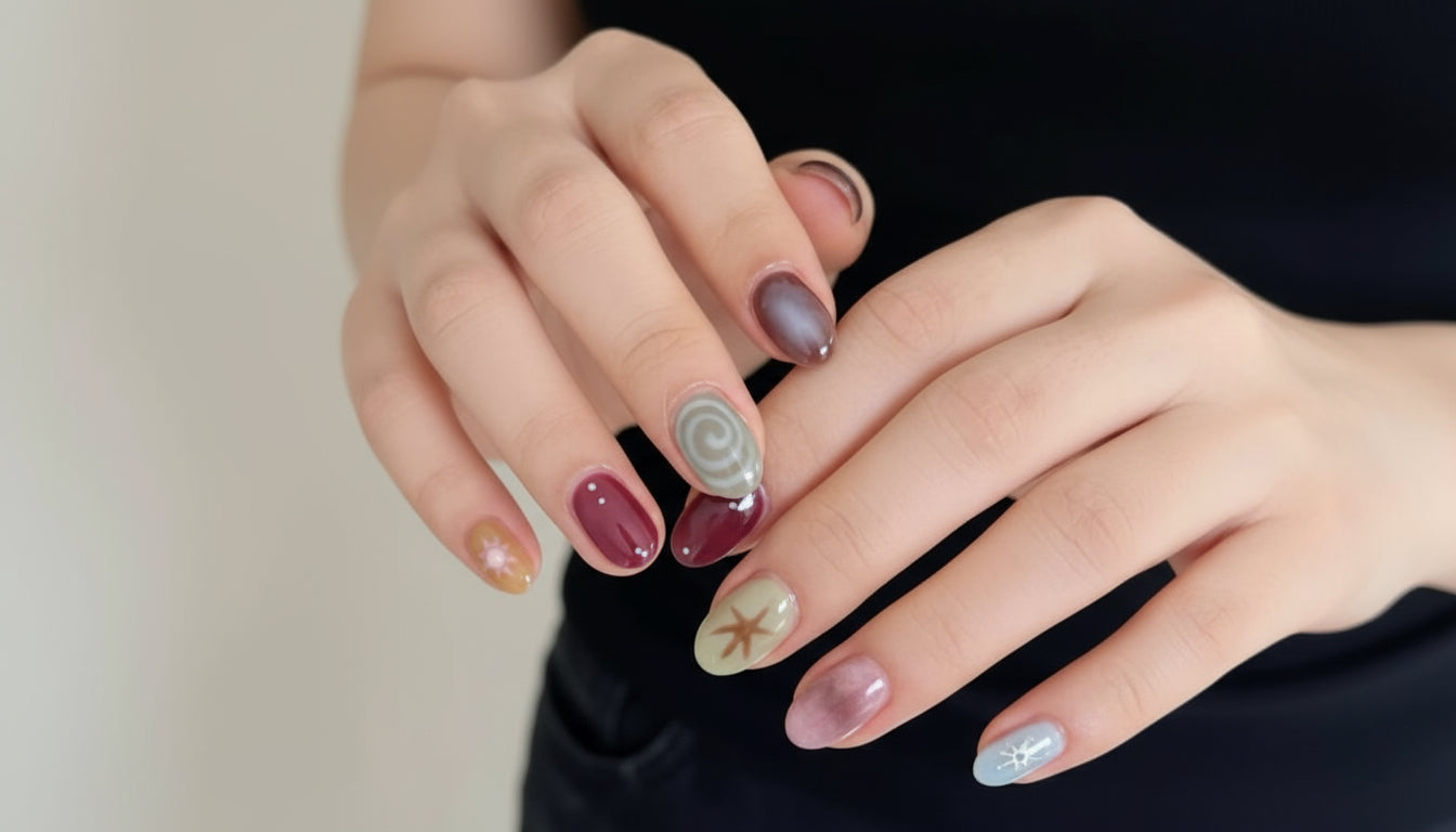 Cosmic Swirl Gel Nails