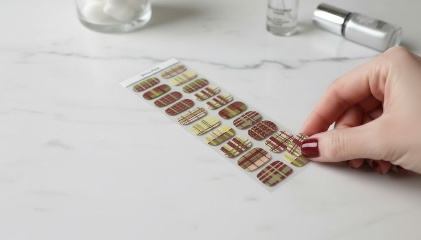 Spring Plaid Gel Nails