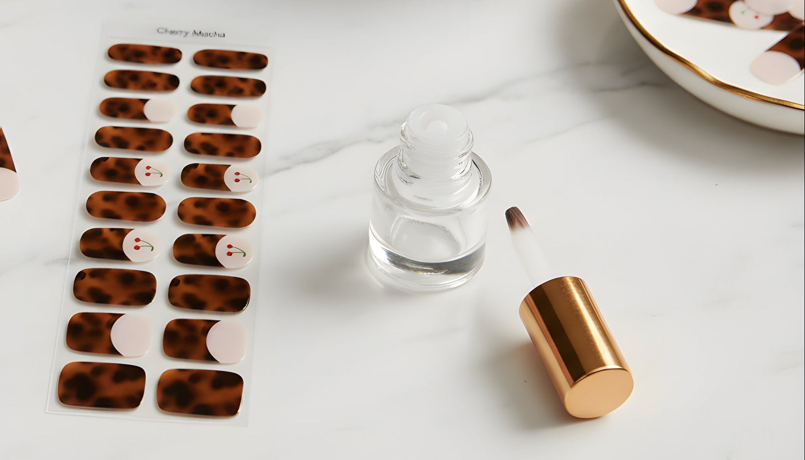 Cherry Mocha Gel Nails